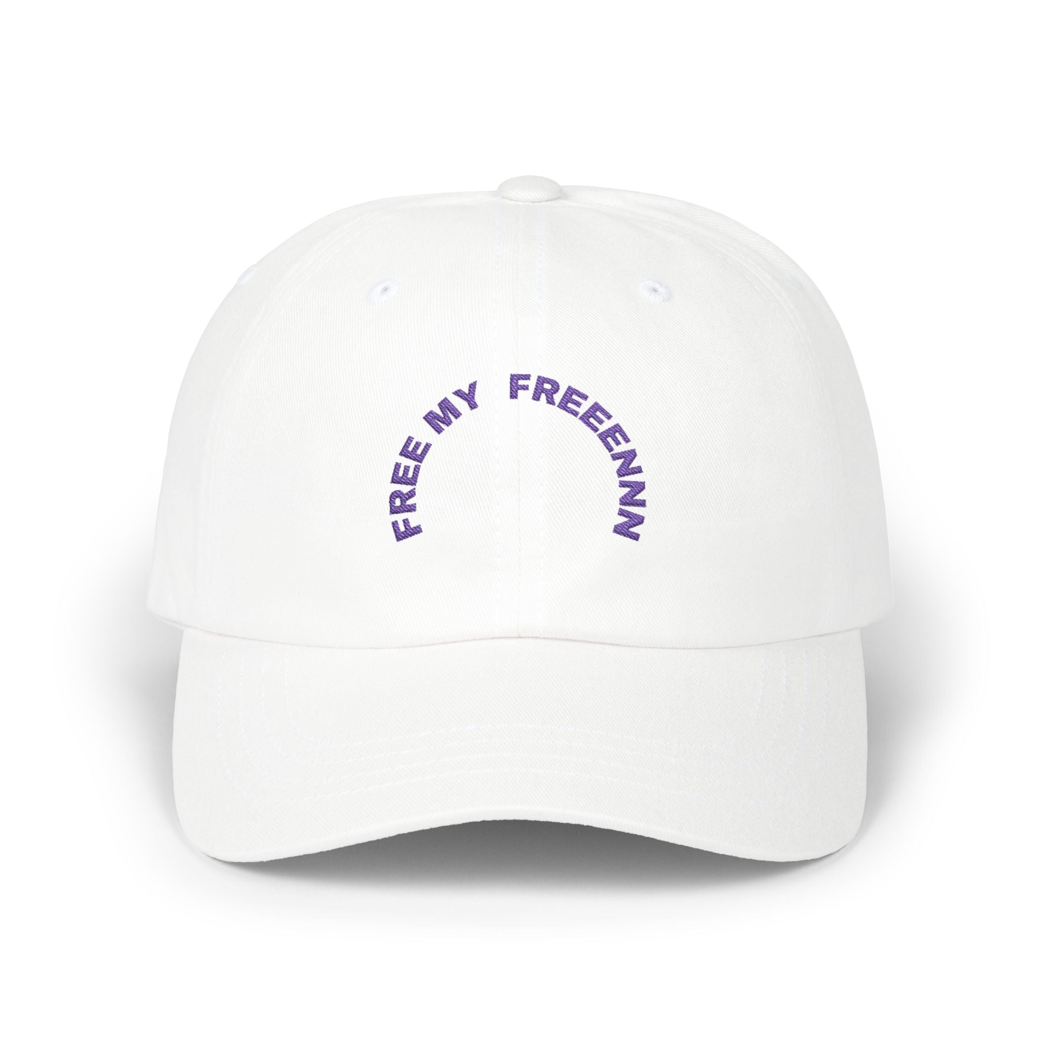 Classic Dad Cap — 'Free My Freeman' Embroidered White Baseball Hat