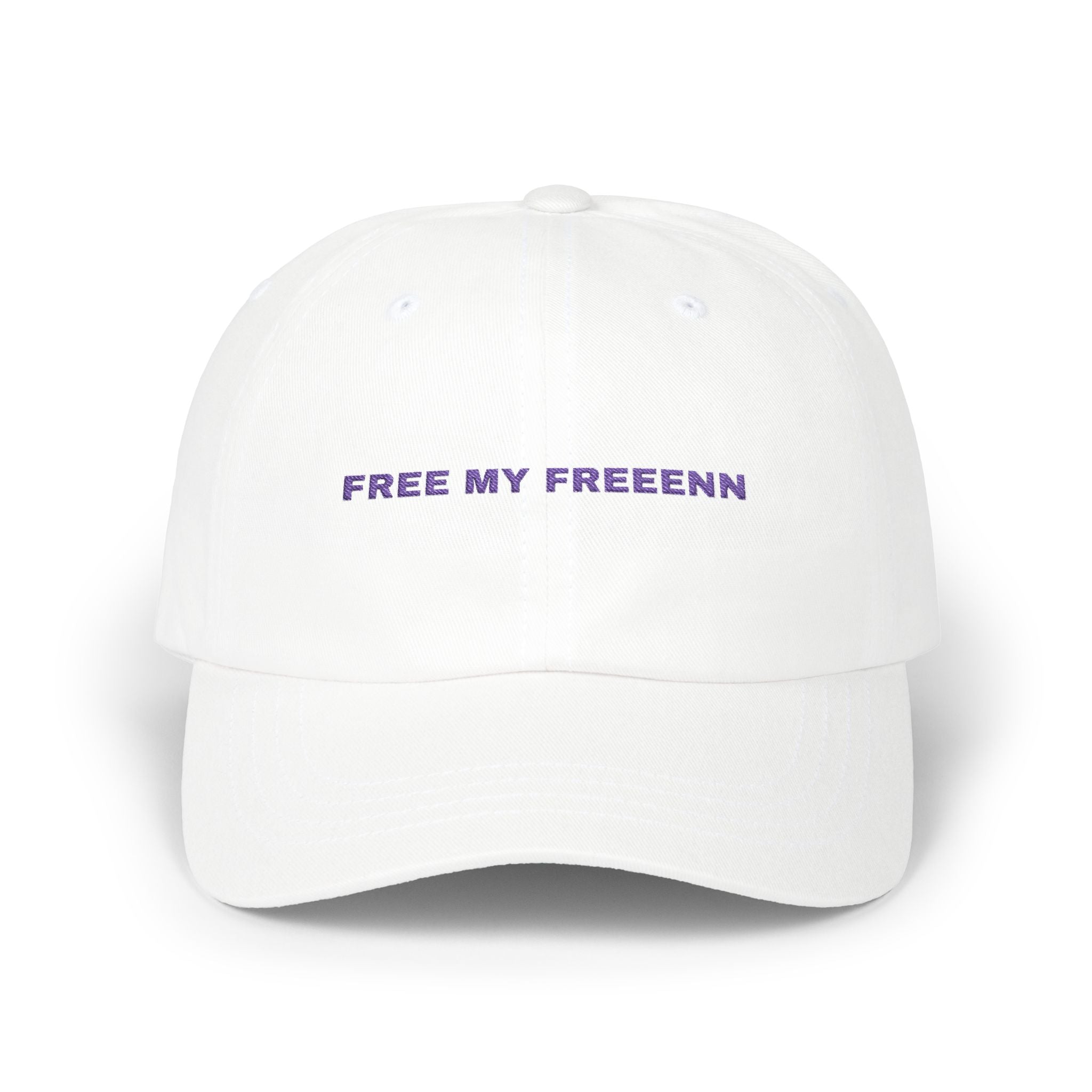 Minimalist 'Free My Feelings' Classic Dad Cap — White Embroidered Baseball Hat