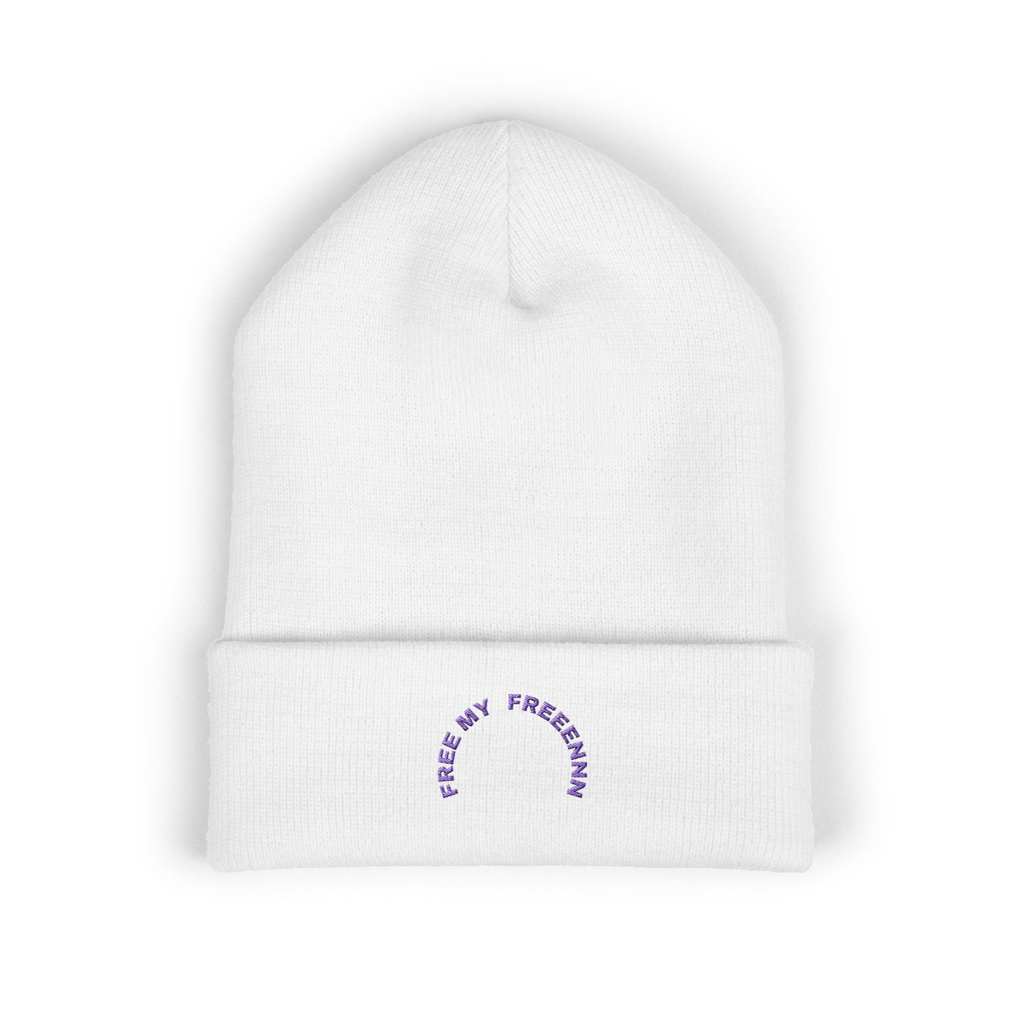 Embroidered 'Fresh My Freckleman' Cuffed Beanie — Minimal Winter Knit Hat