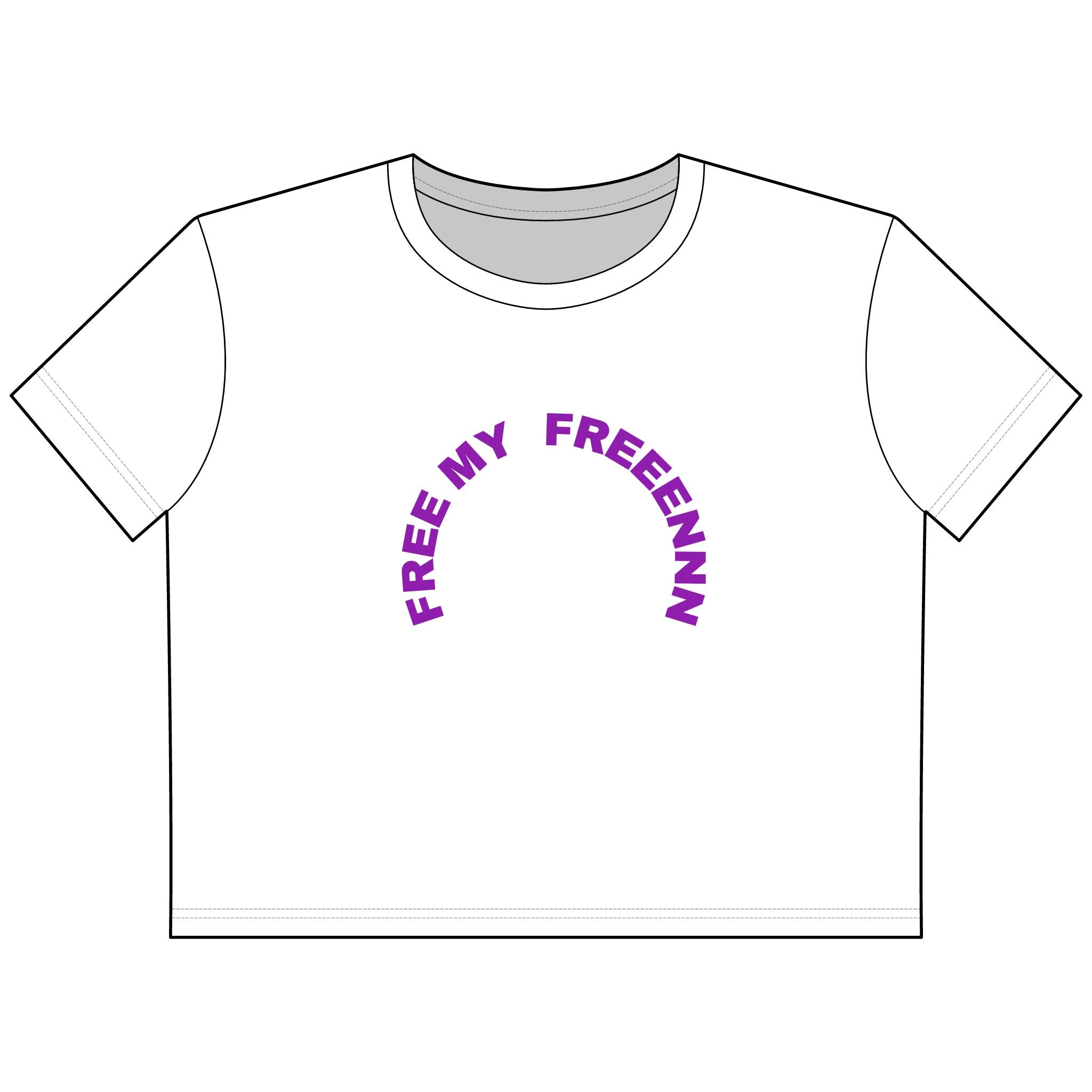 Free My Freennn Cropped Tee — Women's Boxy Crop Shirt with Purple Arch Text