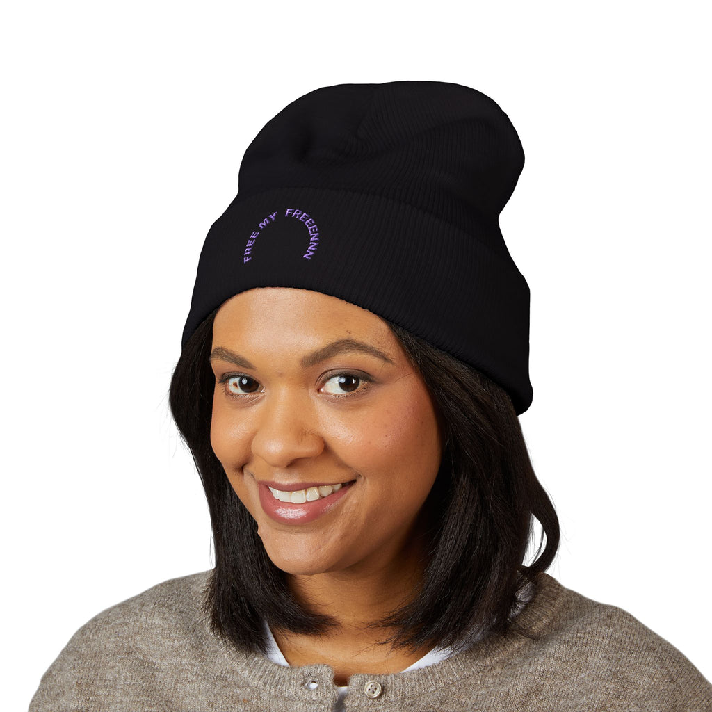 Embroidered 'Fresh My Freckleman' Cuffed Beanie — Minimal Winter Knit Hat