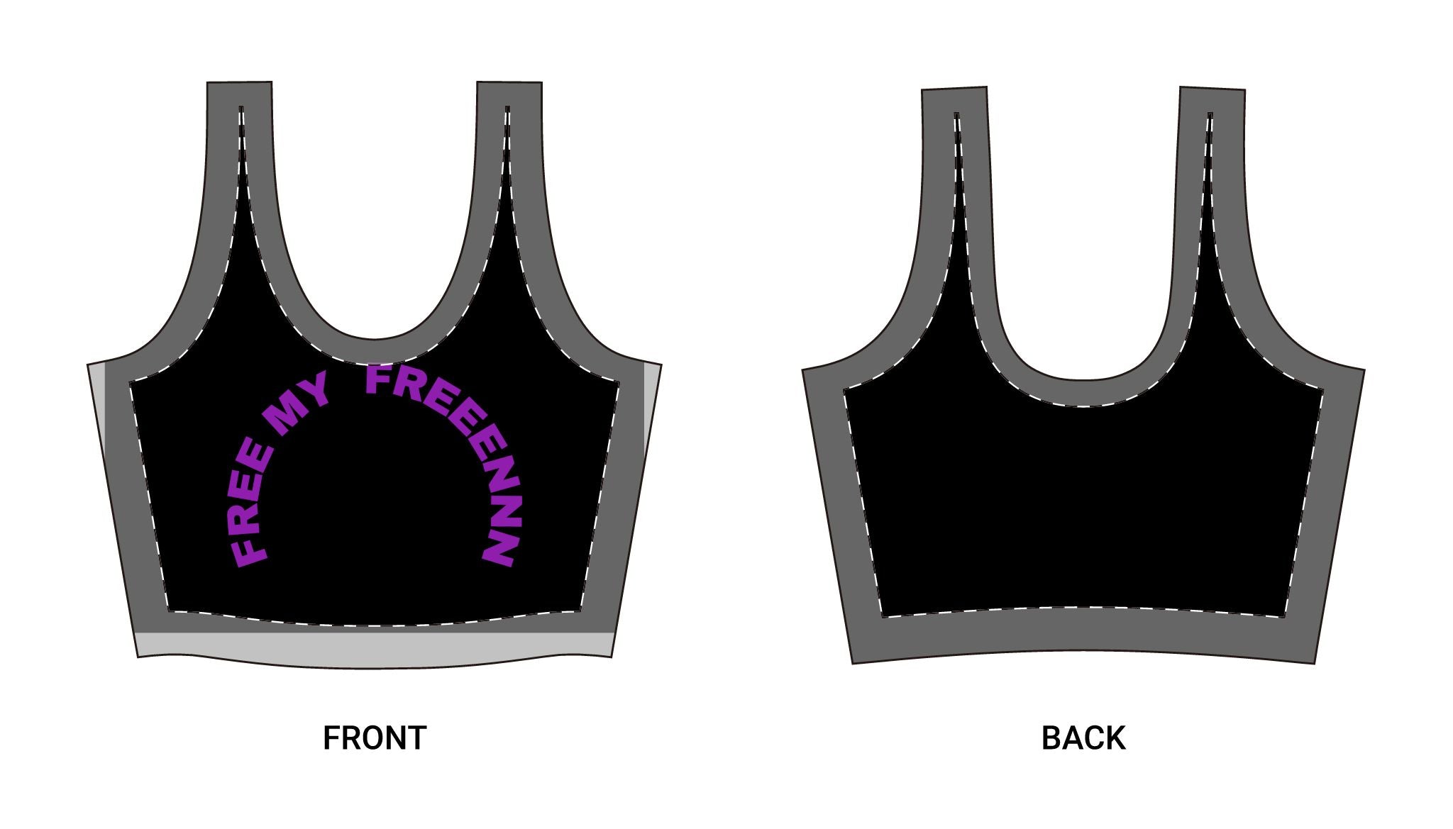 Free My Freeenna Black & Purple Sports Bra — Motivational Athletic Crop Top