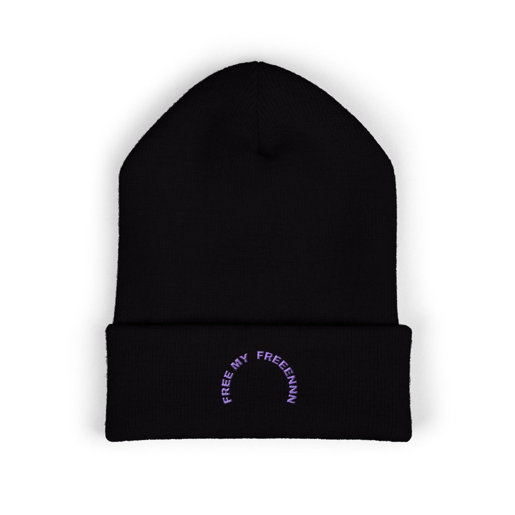 Embroidered 'Fresh My Freckleman' Cuffed Beanie — Minimal Winter Knit Hat