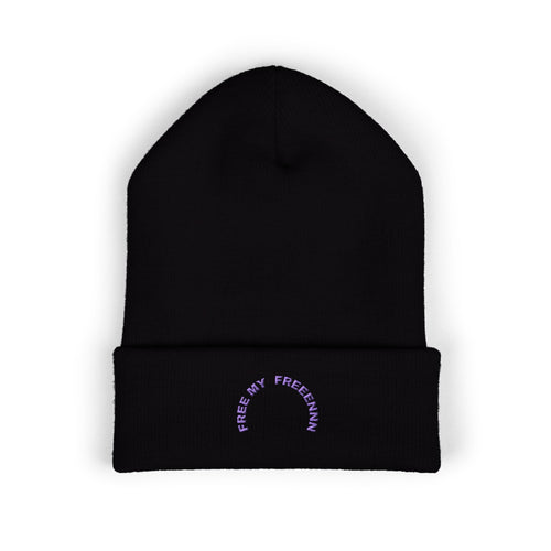 Embroidered 'Fresh My Freckleman' Cuffed Beanie — Minimal Winter Knit Hat