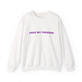 Free My Freeenn Crewneck Sweatshirt – Minimalist Purple Text Pullover