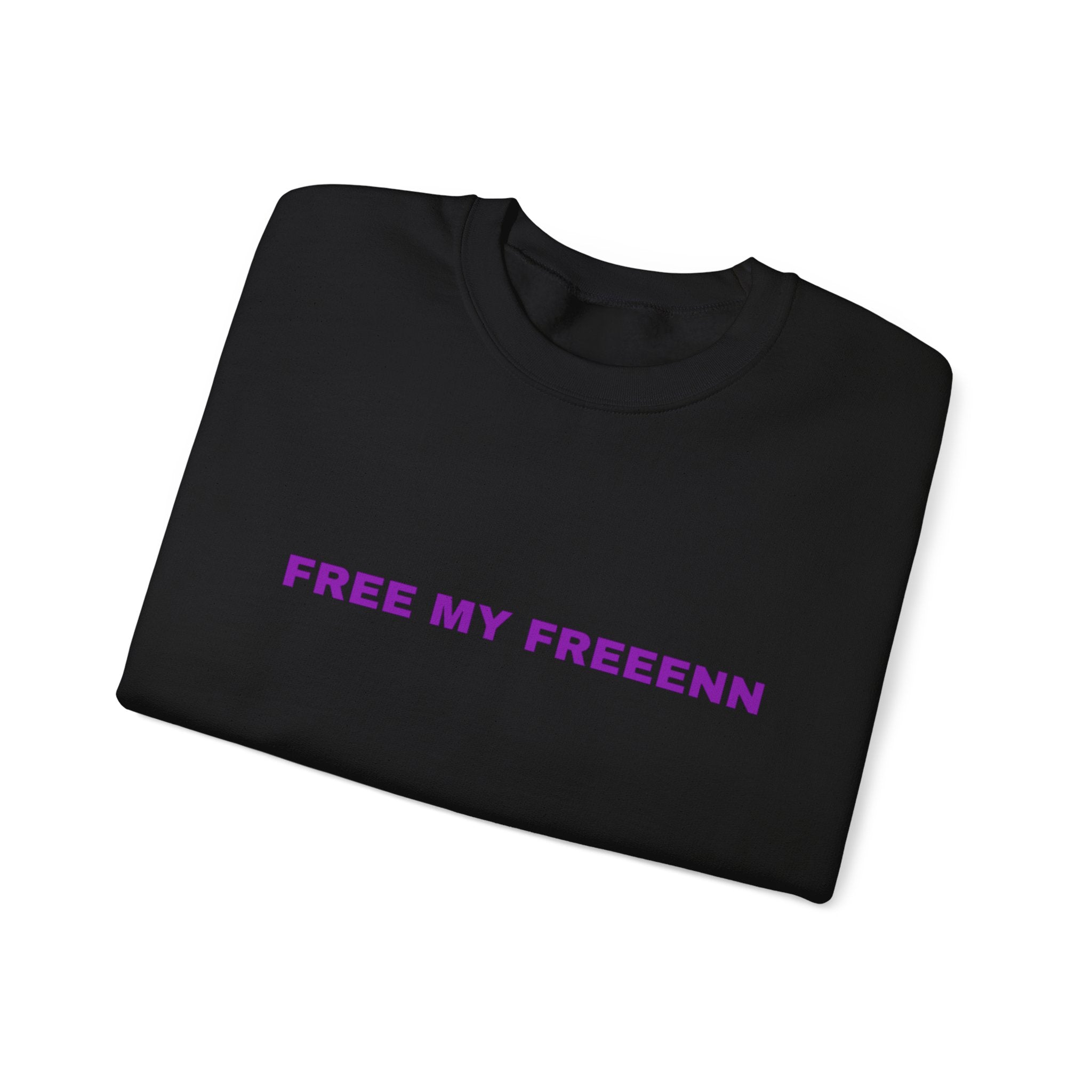 Free My Freeenn Crewneck Sweatshirt – Minimalist Purple Text Pullover