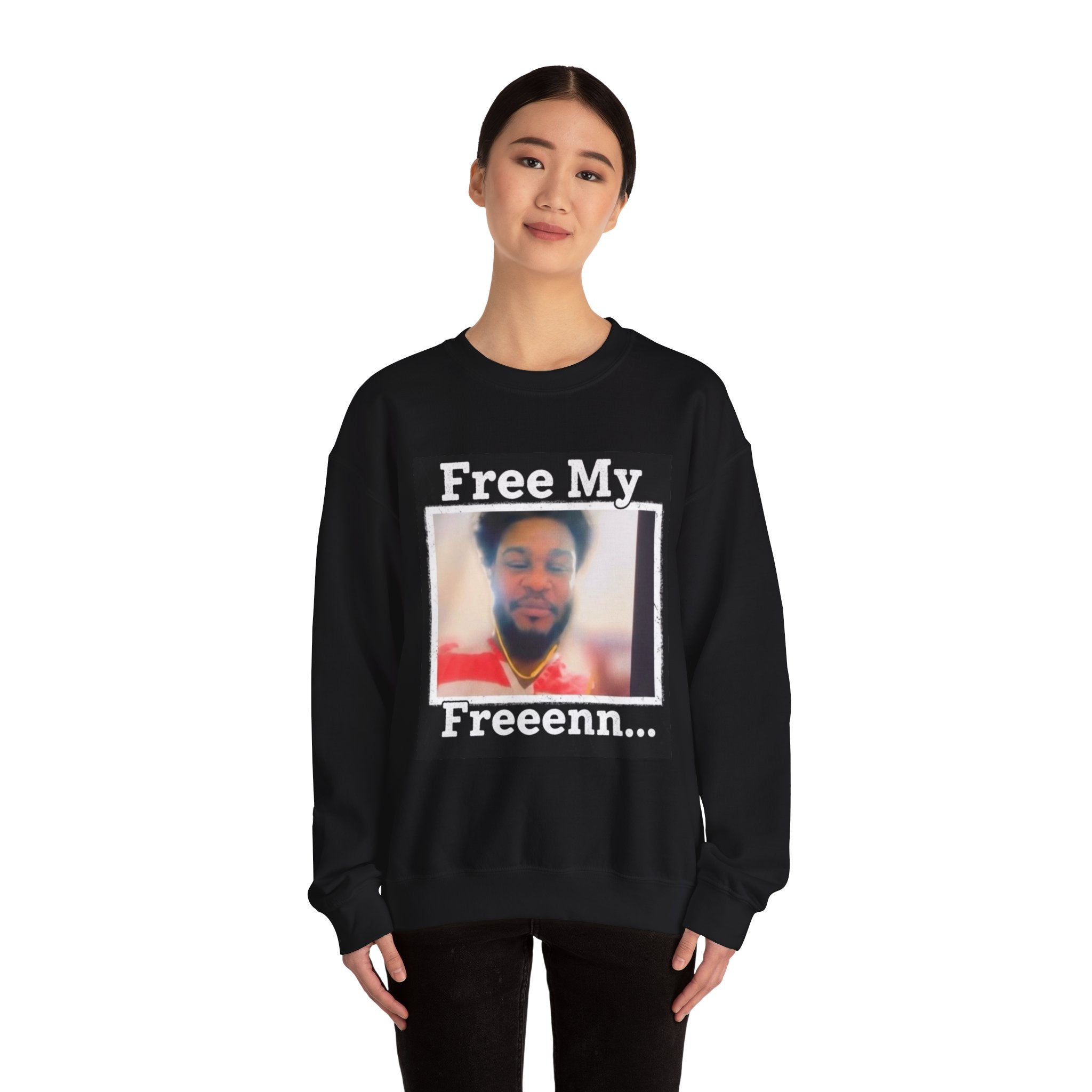 Crewneck Sweatshirt — "Free My Freeenn..." Photo Protest Pullover