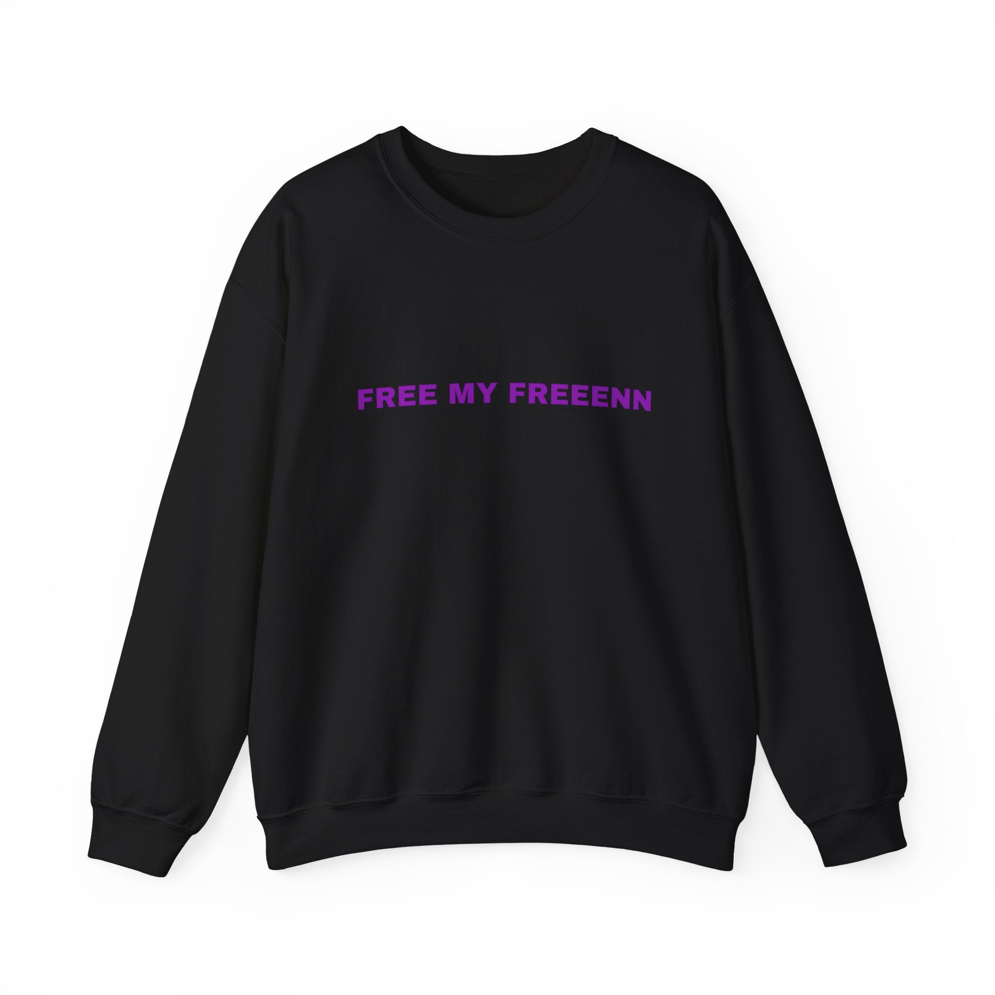 Free My Freeenn Crewneck Sweatshirt – Minimalist Purple Text Pullover
